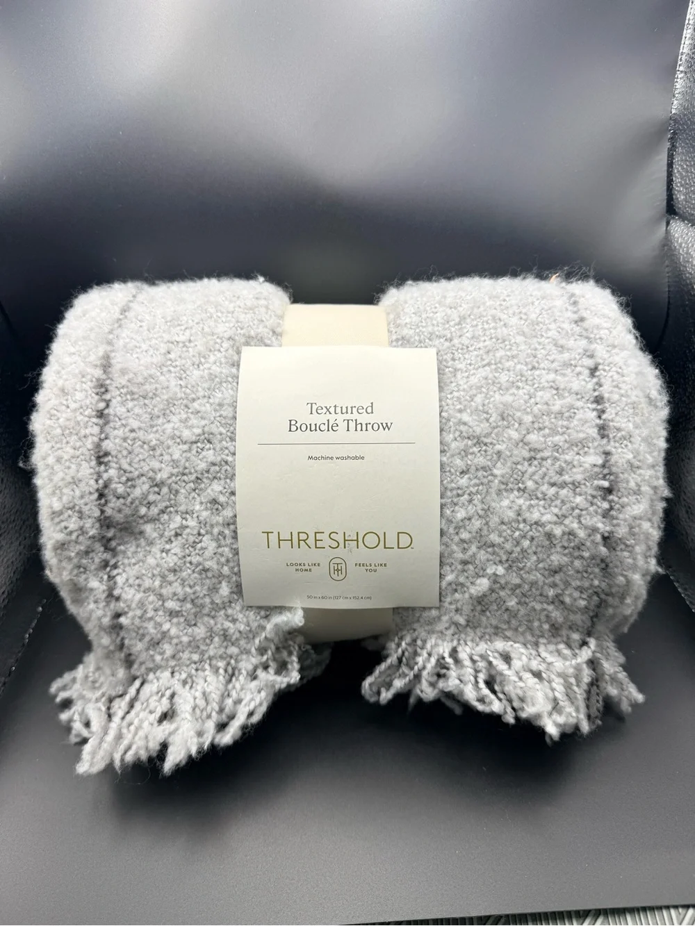 Threshold - Textured Bouclé Throw Blanket - Light Gray